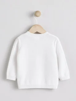 Next White Cable Knitted Baby Cardigan
