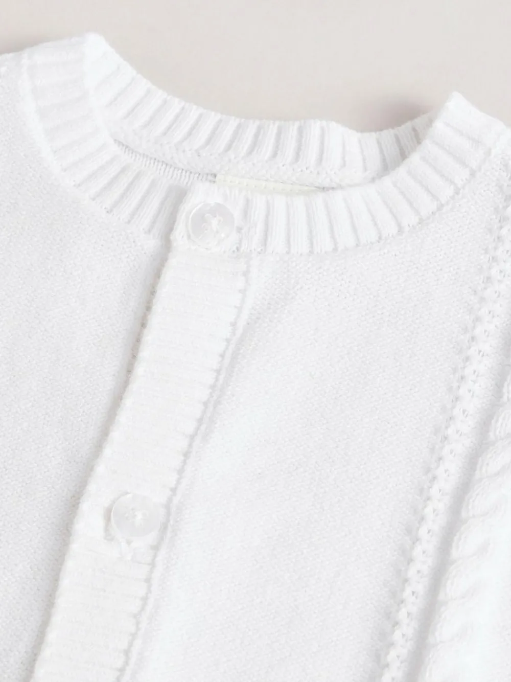 Next White Cable Knitted Baby Cardigan