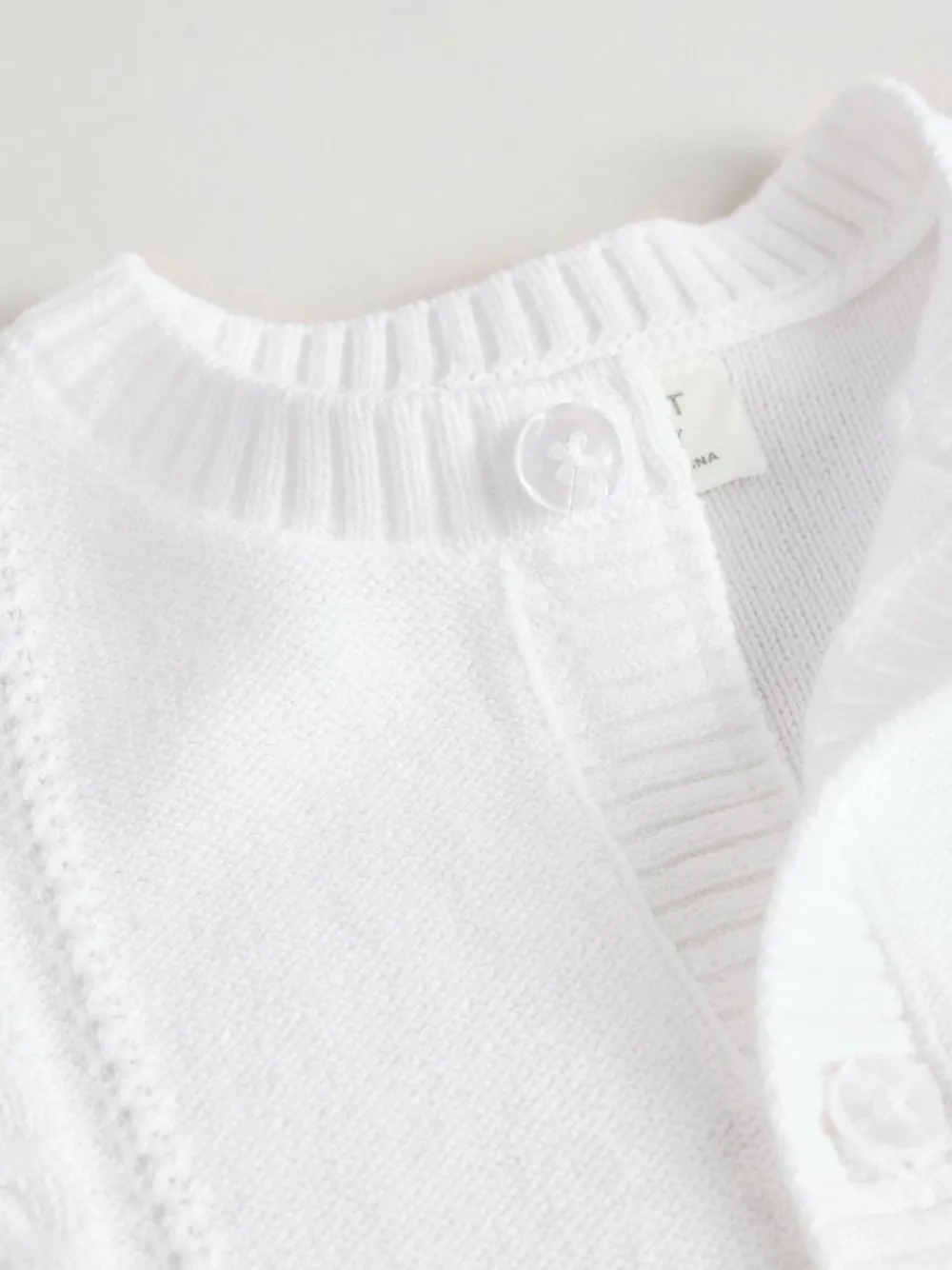Next White Cable Knitted Baby Cardigan