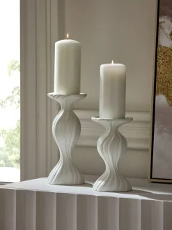 Discount Next White Ceramic Pleat Pillar Candle Holder
