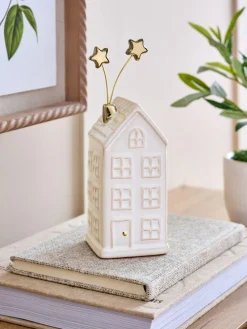 Next White Ceramic Winter House Ornament^ Ornaments