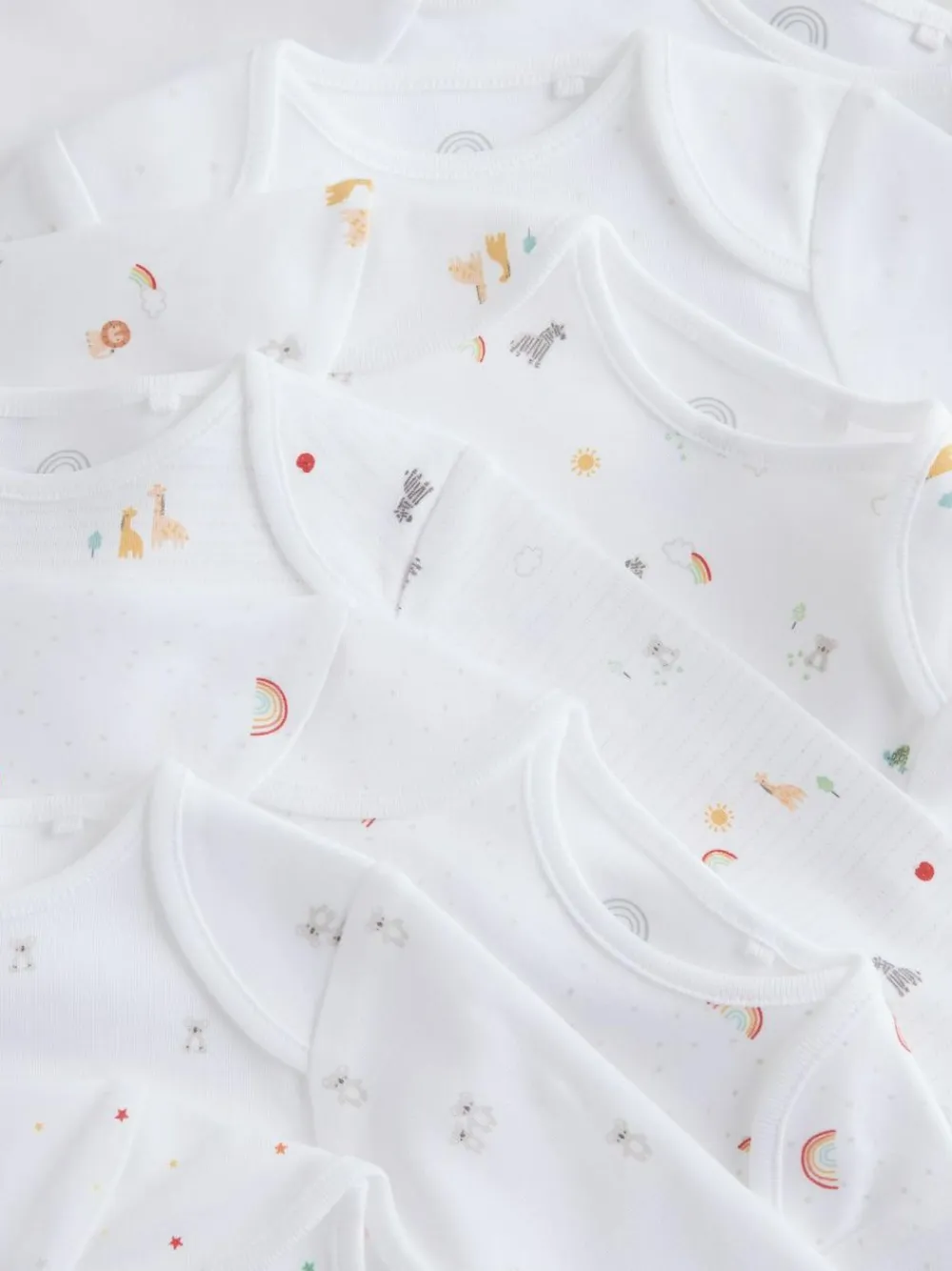 Next White Character 7 Pack Long Sleeve 100% Cotton Baby Bodysuits