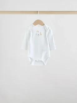 Hot Next White Character 5 Pack Long Sleeve 100% Cotton Baby Bodysuits