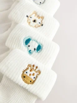 Clearance Next Embroidered Roll Top Socks 5 Pack (0mths-2yrs) White Character