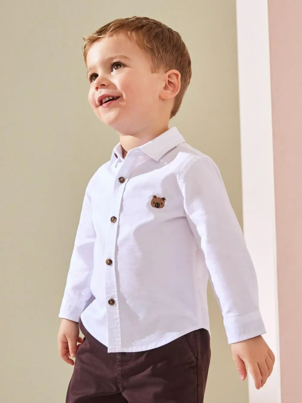 Outlet Next White Character Long Sleeve Long Sleeve Oxford Shirt (3mths-7yrs)