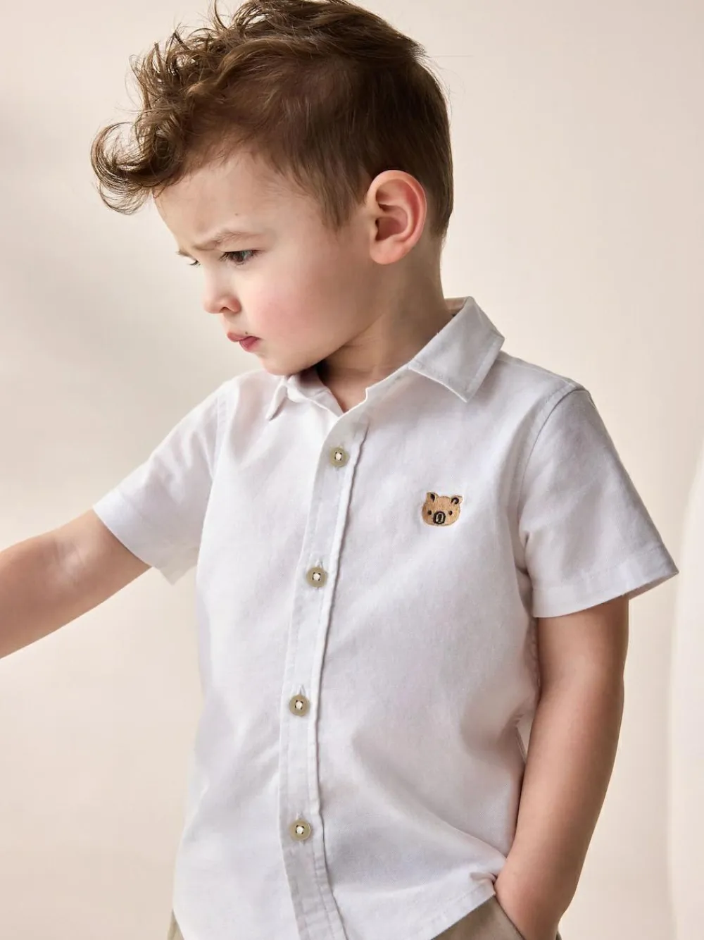 Next Short Sleeve Long Sleeve Oxford Shirt (3mths-7yrs) White Character