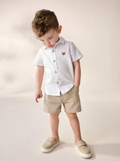 Next Short Sleeve Long Sleeve Oxford Shirt (3mths-7yrs) White Character