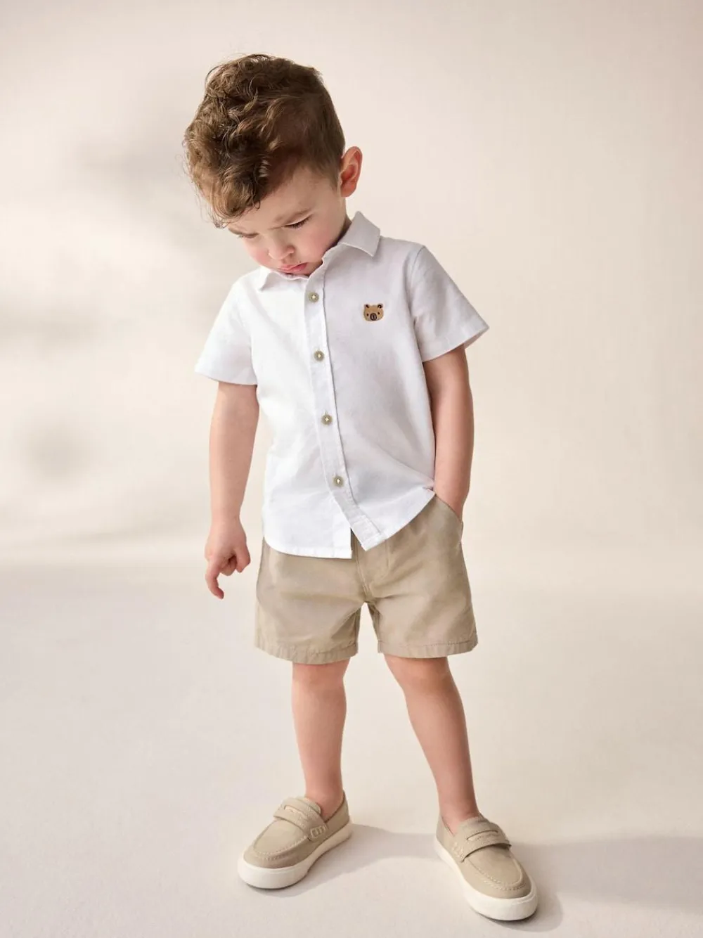 Next Short Sleeve Long Sleeve Oxford Shirt (3mths-7yrs) White Character