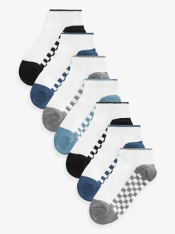 Best Next 7 Pack Cotton Rich Trainer Socks White Checkerboard