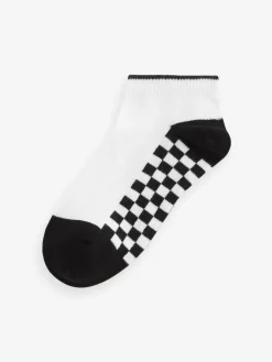Best Next 7 Pack Cotton Rich Trainer Socks White Checkerboard