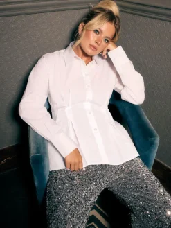 Next Cinched Waist Fitted Shirt White