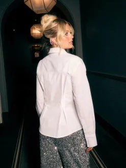 Next Cinched Waist Fitted Shirt White