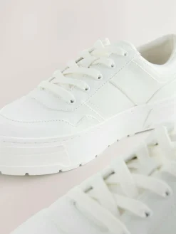 Clearance Next Cleat Chunky Lace Up Trainers White