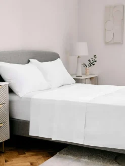 Next White Collection Luxe 400 Thread Count Egyptian Flat Cotton Sateen Sheet^ Bedsheets & Pillow Cases