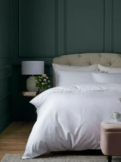 Clearance Next White Collection Luxe 1000 Thread Count Sateen Plain Luxury Duvet Cover and Pillowcase Set