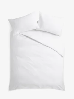 Clearance Next White Collection Luxe 1000 Thread Count Sateen Plain Luxury Duvet Cover and Pillowcase Set