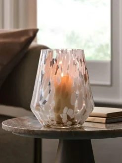 Next White Confetti Glass Candle Holder Hurricane^ Candle Holders & Lanterns