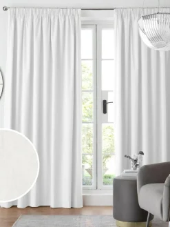 Hot Next White Cotton Blackout/Thermal Pencil Pleat Curtains