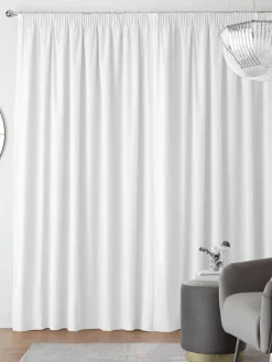 Hot Next White Cotton Blackout/Thermal Pencil Pleat Curtains