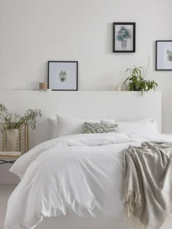 Best Next White Cotton Rich Plain Duvet Cover and Pillowcase Set