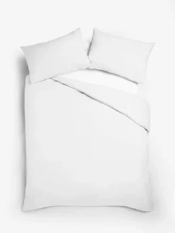 Best Next White Cotton Rich Plain Duvet Cover and Pillowcase Set