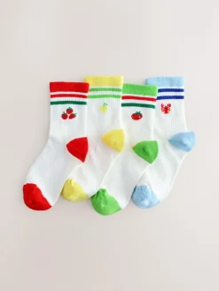 Next White Cotton Rich Ribbed Ankle Socks 4 Pack