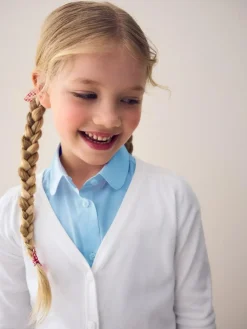 Outlet Next White Cotton Rich School V-Neck Cardigan (3-16yrs)