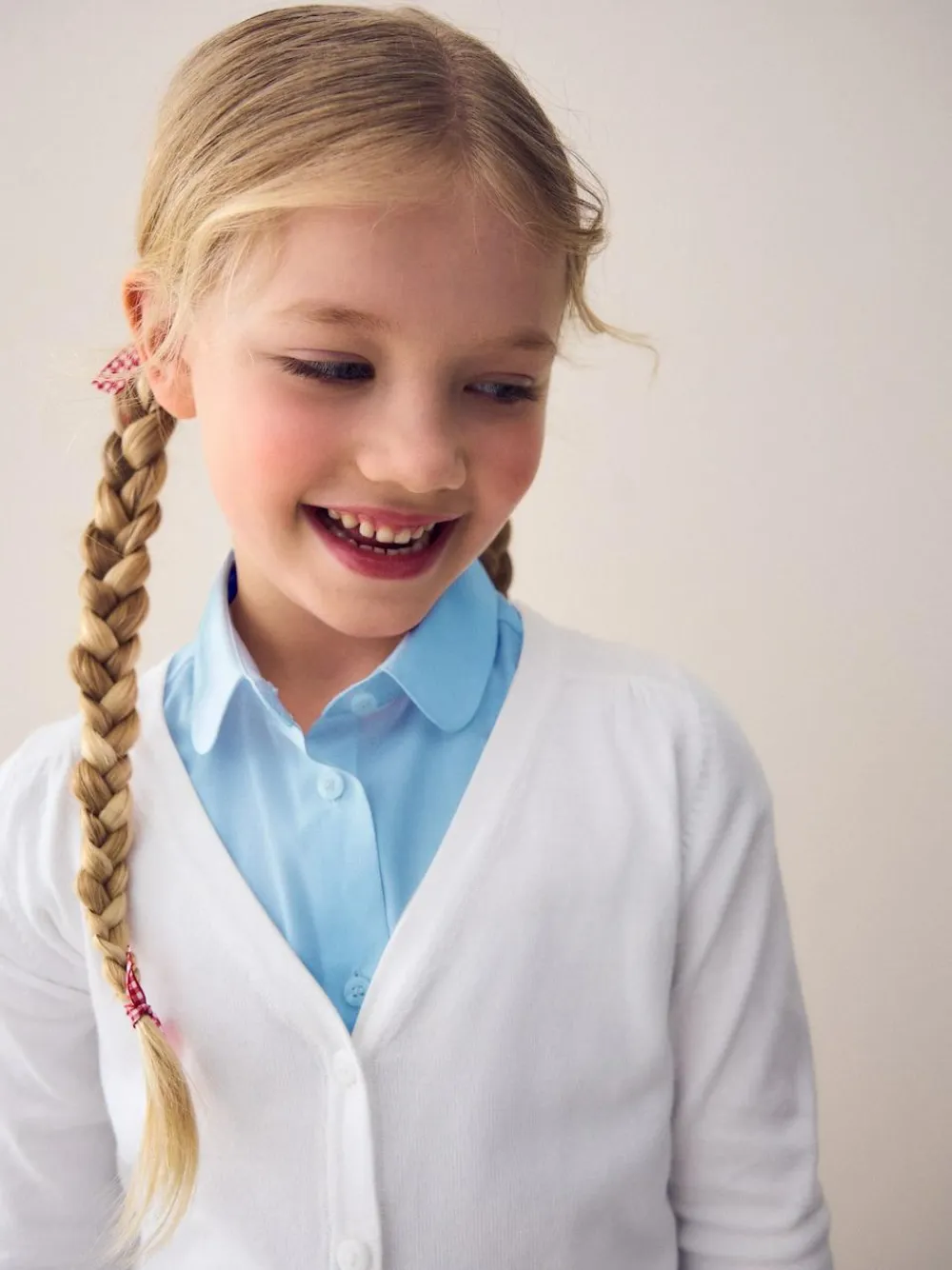 Outlet Next White Cotton Rich School V-Neck Cardigan (3-16yrs)