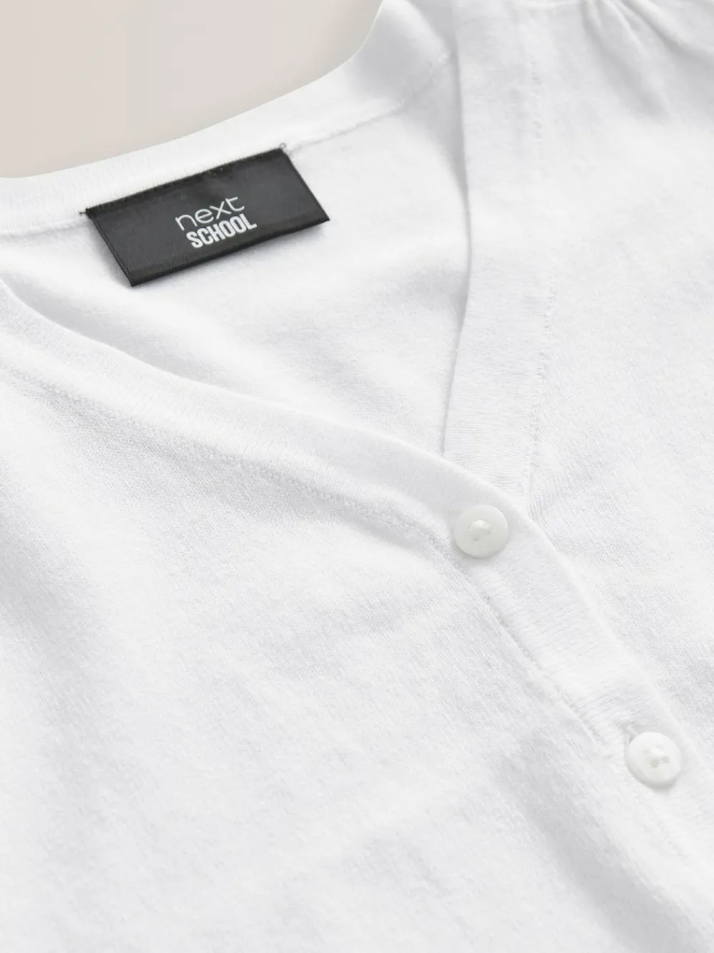 Outlet Next White Cotton Rich School V-Neck Cardigan (3-16yrs)