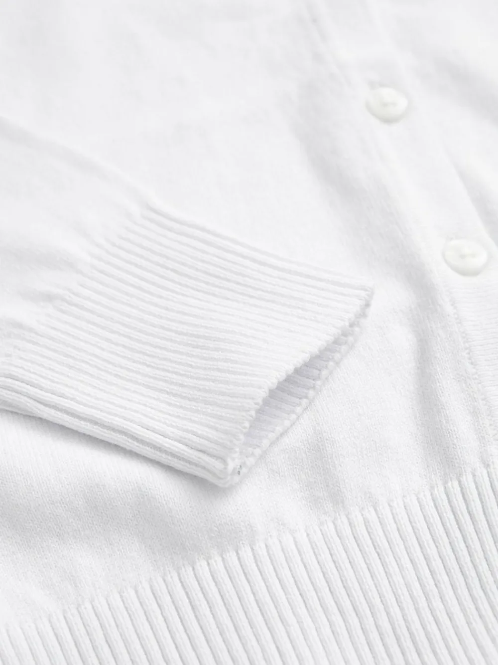 Outlet Next White Cotton Rich School V-Neck Cardigan (3-16yrs)