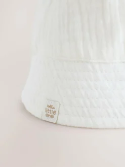 Next White Crinkle Baby Bucket Hat^BOY Newborn Accessories|Unisex