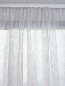 Next White Crinkle Slot Top Voile Unlined Sheer Panel Curtain^ Curtains & Blinds