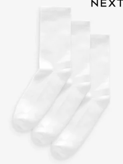 Hot Next White Cushion Sole Ribbed Sport Ankle Socks 3 Pack With Arch Support