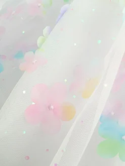 Next White 3D Flower Ruffle Mesh Occasion Dress (3-16yrs)^ Occasionwear