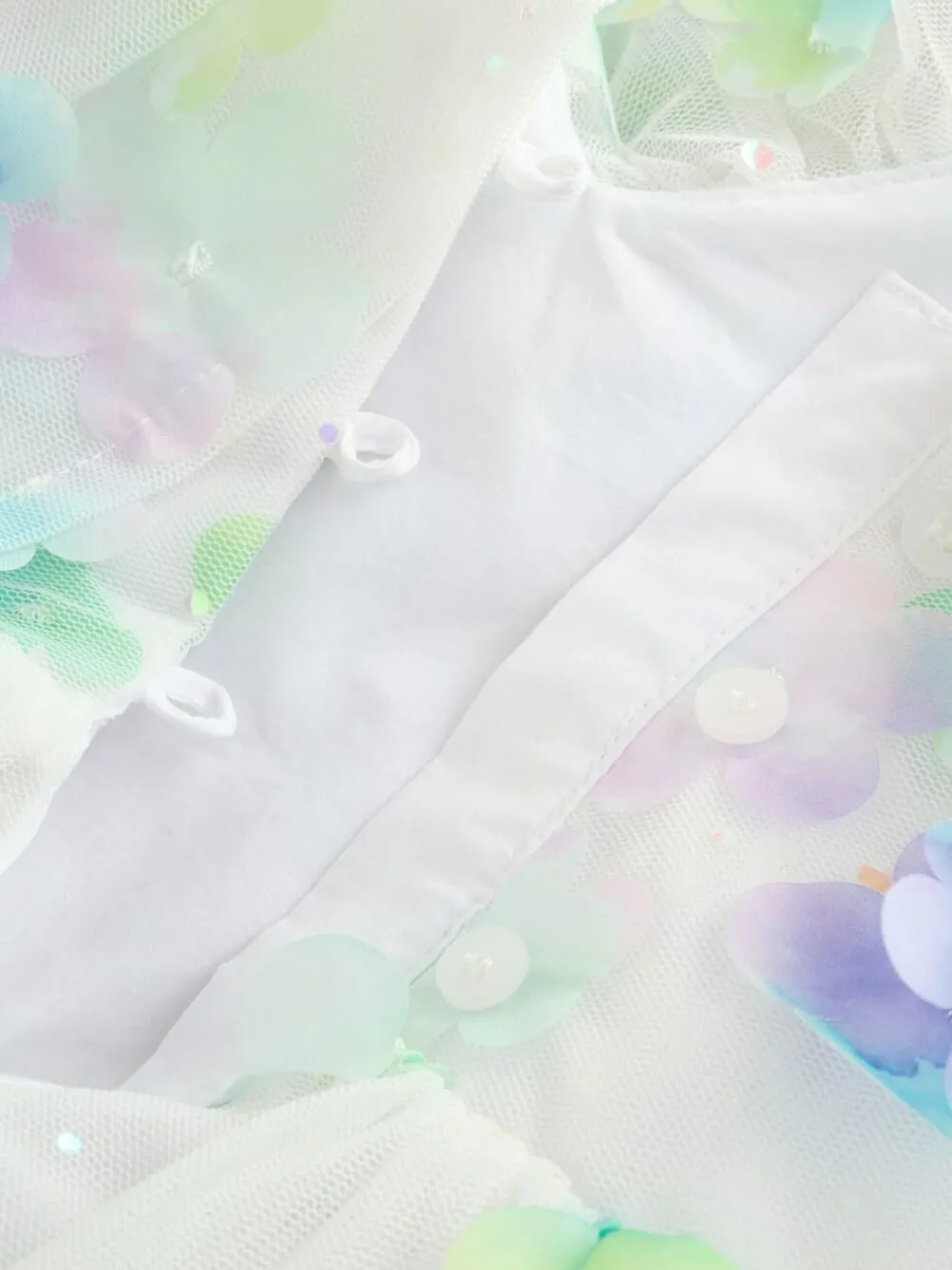 Next White 3D Flower Ruffle Mesh Occasion Dress (3-16yrs)^ Occasionwear