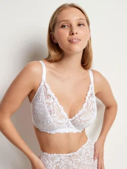 Next White DD+ Non Pad Plunge Lace Ultimate Comfort Bra^Women Dd+ Range
