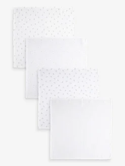 Clearance Next Baby Muslins Cloths 4 Pack White Delicate Animal