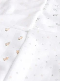Clearance Next Baby Muslins Cloths 4 Pack White Delicate Animal