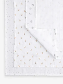 Clearance Next Baby Muslins Cloths 4 Pack White Delicate Animal