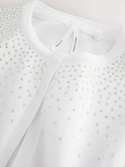 Online Next White Diamante Occasion Shrug (3-16yrs)
