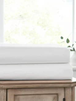 Hot Next White Easy Care Polycotton 2 Pack Sheet