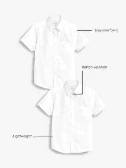 Clearance Next White Easy Fastening Short Sleeve School Shirts 2 Pack (3-16yrs)