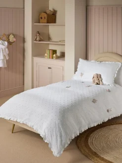 Sale Next White Embroidered Bunny Ballerinas 100% Cotton Duvet Cover and Pillowcase Set