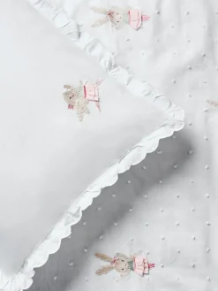 Sale Next White Embroidered Bunny Ballerinas 100% Cotton Duvet Cover and Pillowcase Set