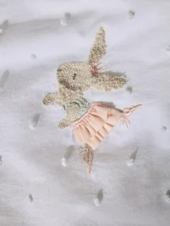 Sale Next White Embroidered Bunny Ballerinas 100% Cotton Duvet Cover and Pillowcase Set