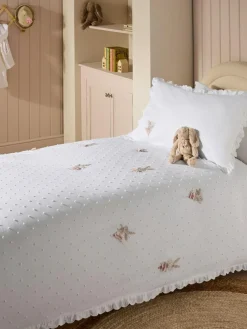 Sale Next White Embroidered Bunny Ballerinas 100% Cotton Duvet Cover and Pillowcase Set