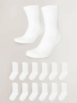 Hot Next Essential Sports Socks 12 Pack White
