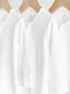 Outlet Next Essential Zipped 100% Cotton Baby Sleepsuits 3 Pack (0-3yrs) White