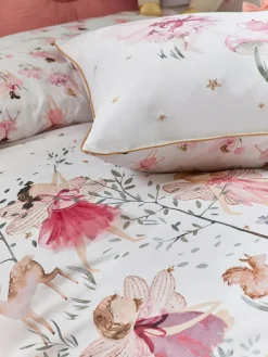 Outlet Next Printed Polycotton Duvet Cover and Pillowcase Bedding Set White Fairy Forest