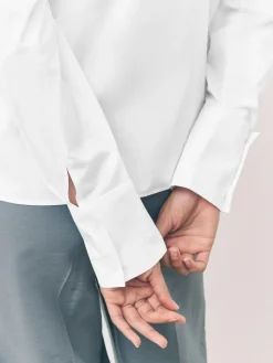 Next Fitted Stretch Essential Long Sleeve Shirts 2 Pack White